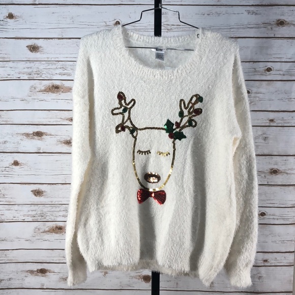 isela Sweaters - Isela Sequin Reindeer Christmas Sweater NWT W14259